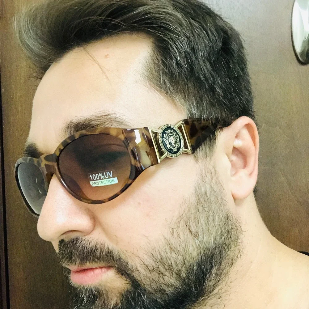 Men Sunglasses Tortoise Gold Accent Designer Fashion Shades UV400 Protection Sun